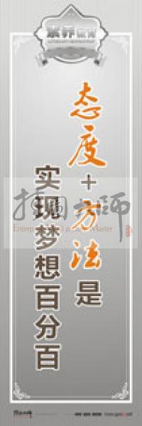 教師職業(yè)素養(yǎng)標(biāo)語 教師辦公室標(biāo)語 學(xué)校教師標(biāo)語 態(tài)度+方法是實(shí)現(xiàn)夢(mèng)想的百分百 