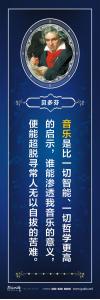  校園標(biāo)語(yǔ) > 名人百家標(biāo)語(yǔ) > 音樂家標(biāo)語(yǔ) > 音樂是比一切智能、一切哲學(xué)更高的啟示，誰(shuí)能滲透我音樂的意義，便能超脫尋常人無(wú)以自拔的苦難。