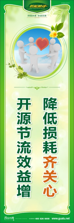 降低損耗齊關(guān)心 開源節(jié)流效益增 企業(yè)節(jié)能降耗標(biāo)語