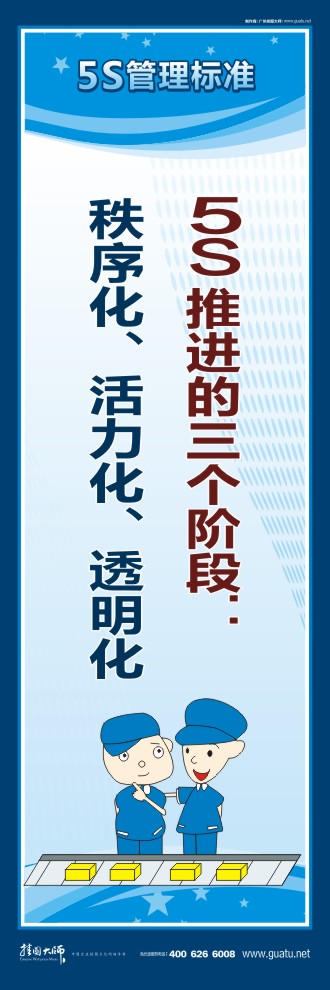 5s標語圖片 5S推進的三個階段：秩序化、活力化、透明化 