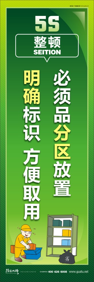 5s現(xiàn)場管理標(biāo)語 必須品分區(qū)放置，明確標(biāo)識，方便取用