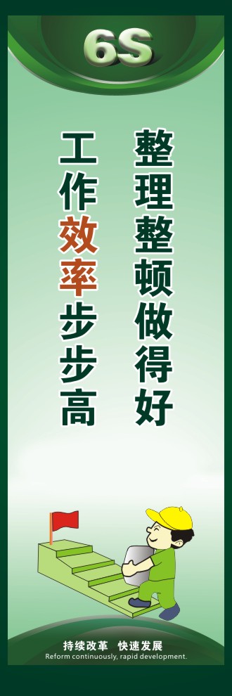 6s現(xiàn)場(chǎng)標(biāo)語 整理整頓做得好工作效率步步高