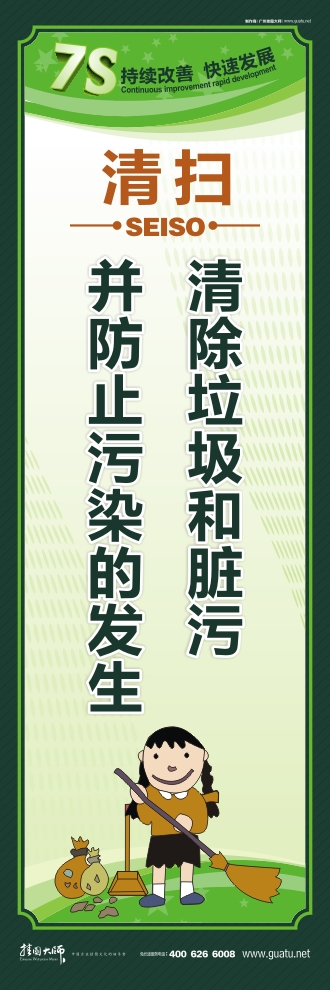 工廠7s標語 清除垃圾和臟污 并防止污染發(fā)生