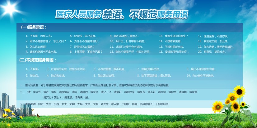 醫(yī)院文明用語 醫(yī)院文明服務(wù)用語 文明服務(wù)制度 醫(yī)療人員禁語、不規(guī)范服務(wù)用語
